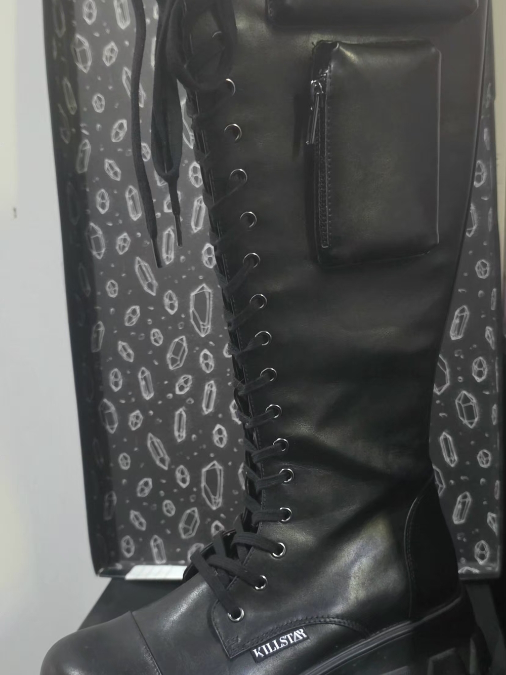 Killstar Black Lace-Up Platform Boots - Picture 2 of 3